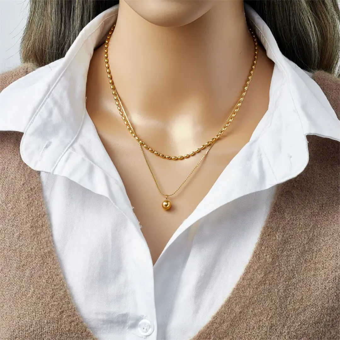 Ball Pendant Double Layer Chain