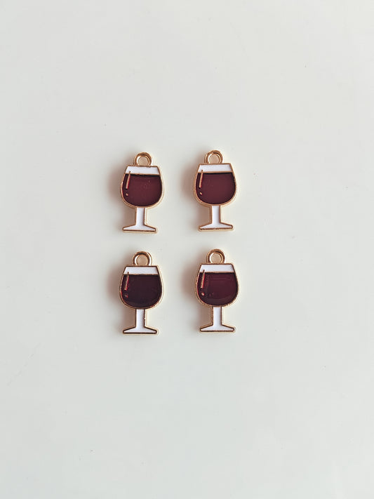 Wine Glass Enamel Charm - 1 Piece