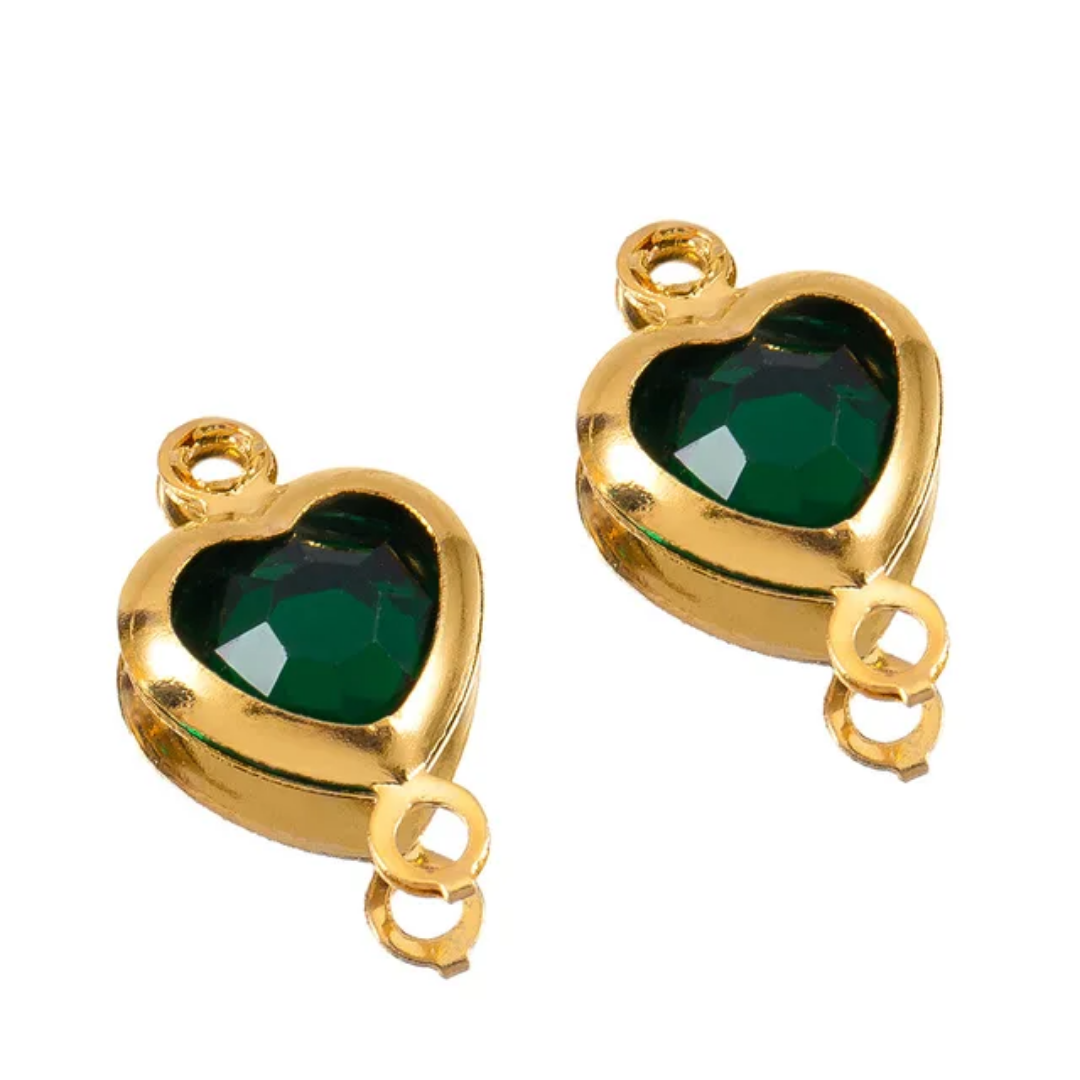 ZC Heart Connector Charm - 18k Gold PVD Plated Stainless Steel- Anti Tarnish  - 1 Piece