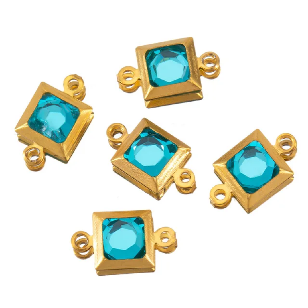 ZC Square Connector Charm - 18k Gold PVD Plated Stainless Steel - Anti Tarnish  - 1 Piece