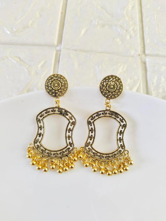 Gold Curved Rectangle Jhumka Base - 1 Pair