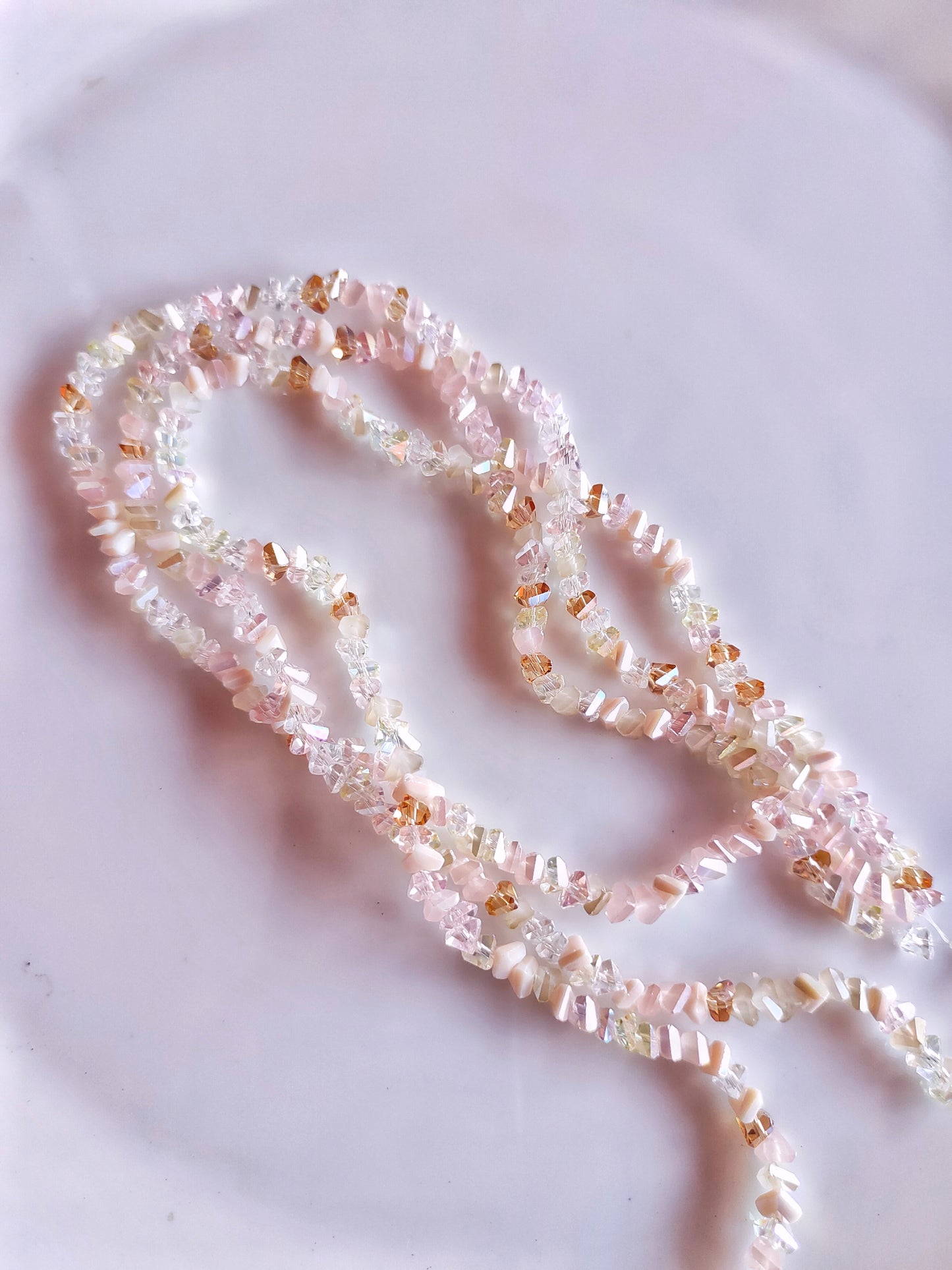 Premium Light Pink Triangle Crystal Beads