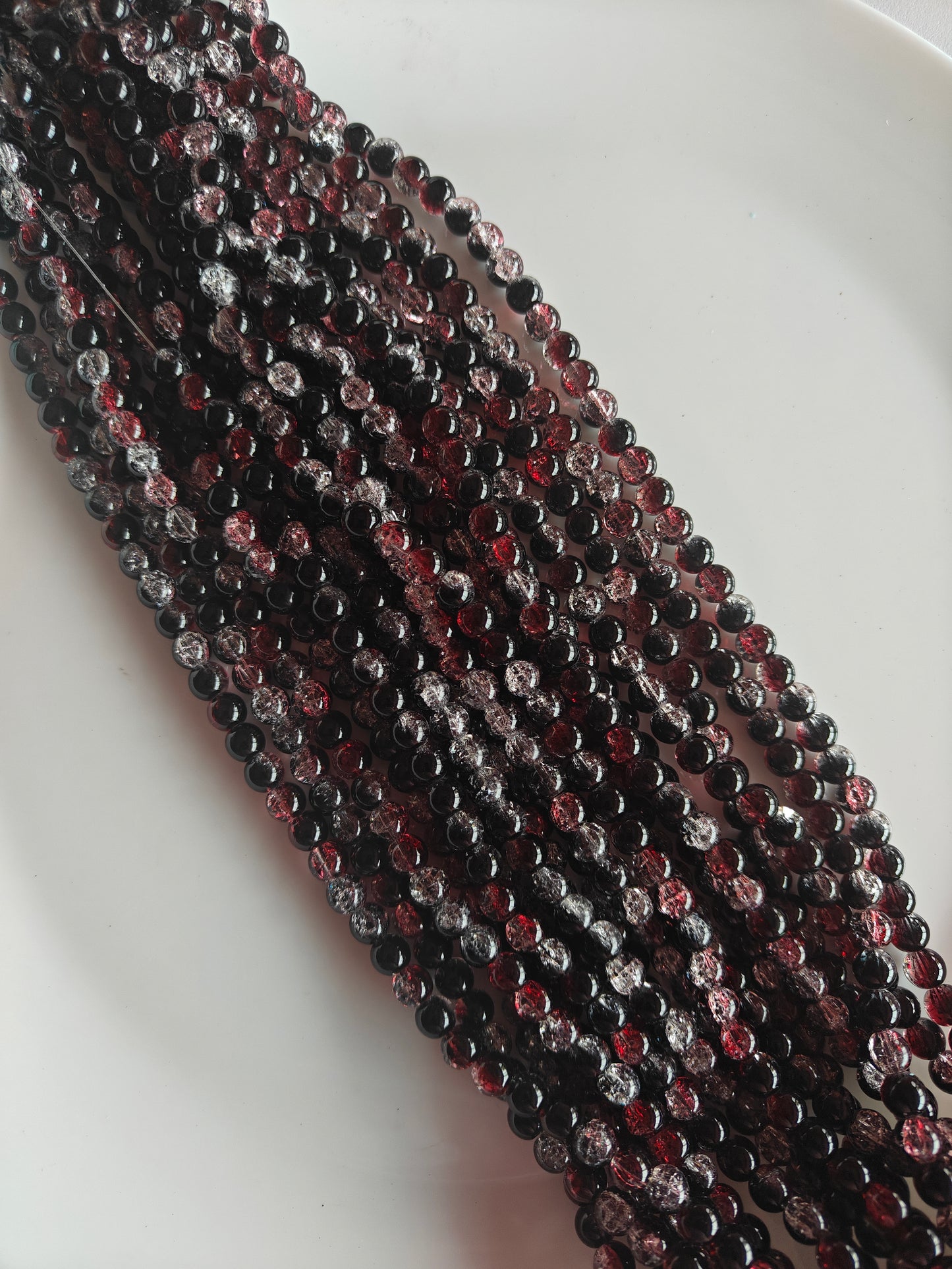 Dual Shade Crackle Beads 8mm Red & Black - approx. 100 beads