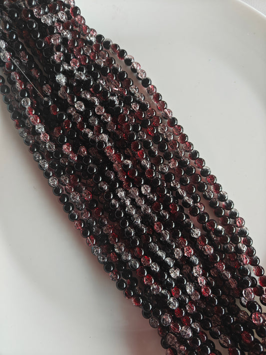 Dual Shade Crackle Beads 8mm Red & Black - approx. 100 beads