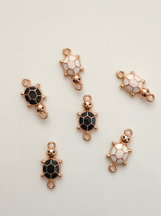 Turtle Enamel Connector Charm - 1 Piece