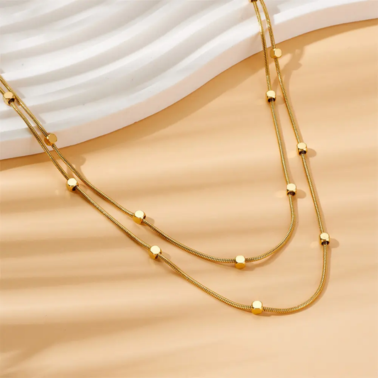 Square Bead Double Layer Chain