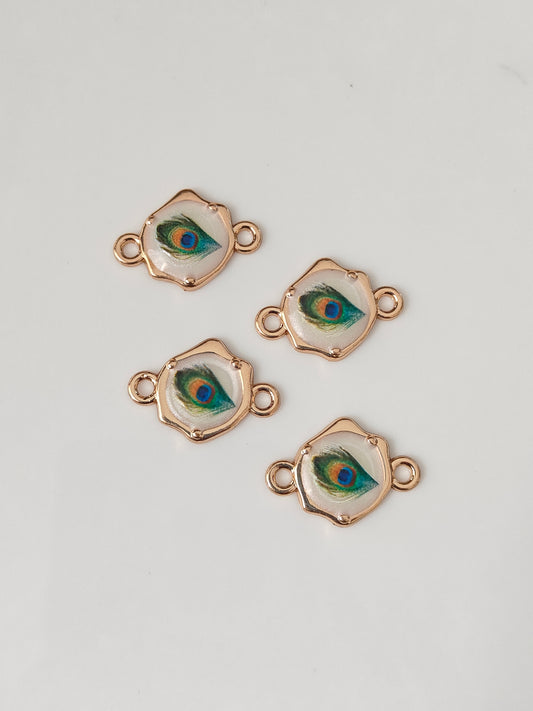 Hexagon Feather Connector Charm - 1 Piece