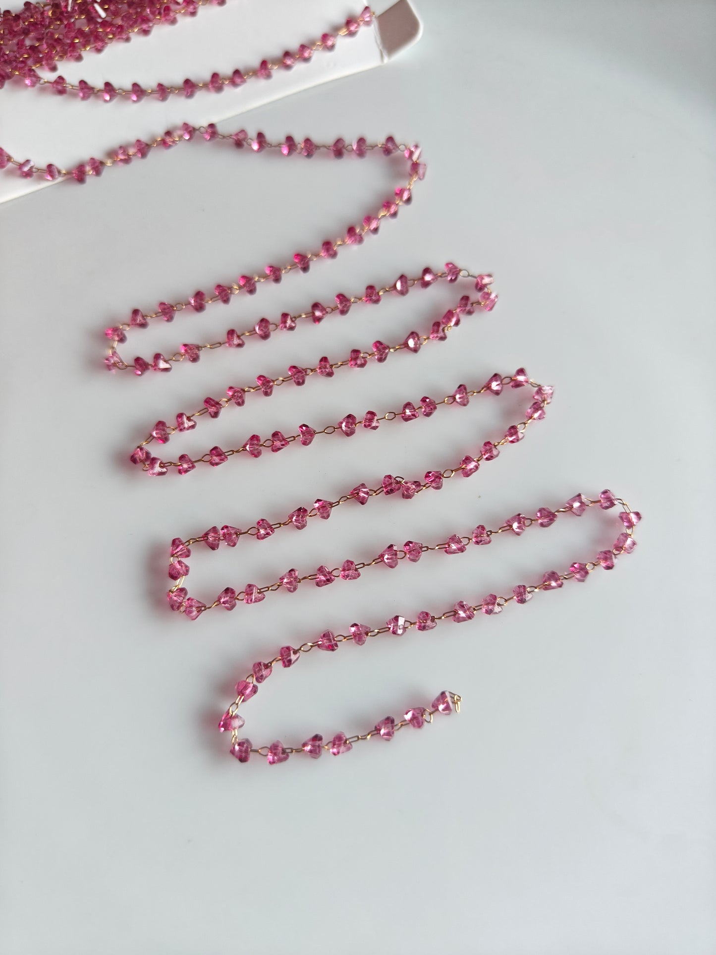 3mm Magenta Crystal Stainless Steel Chain - 1 Feet (30cms)