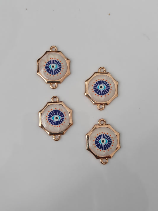 Hexagon Evil Eye Connector Charm - 1 Piece