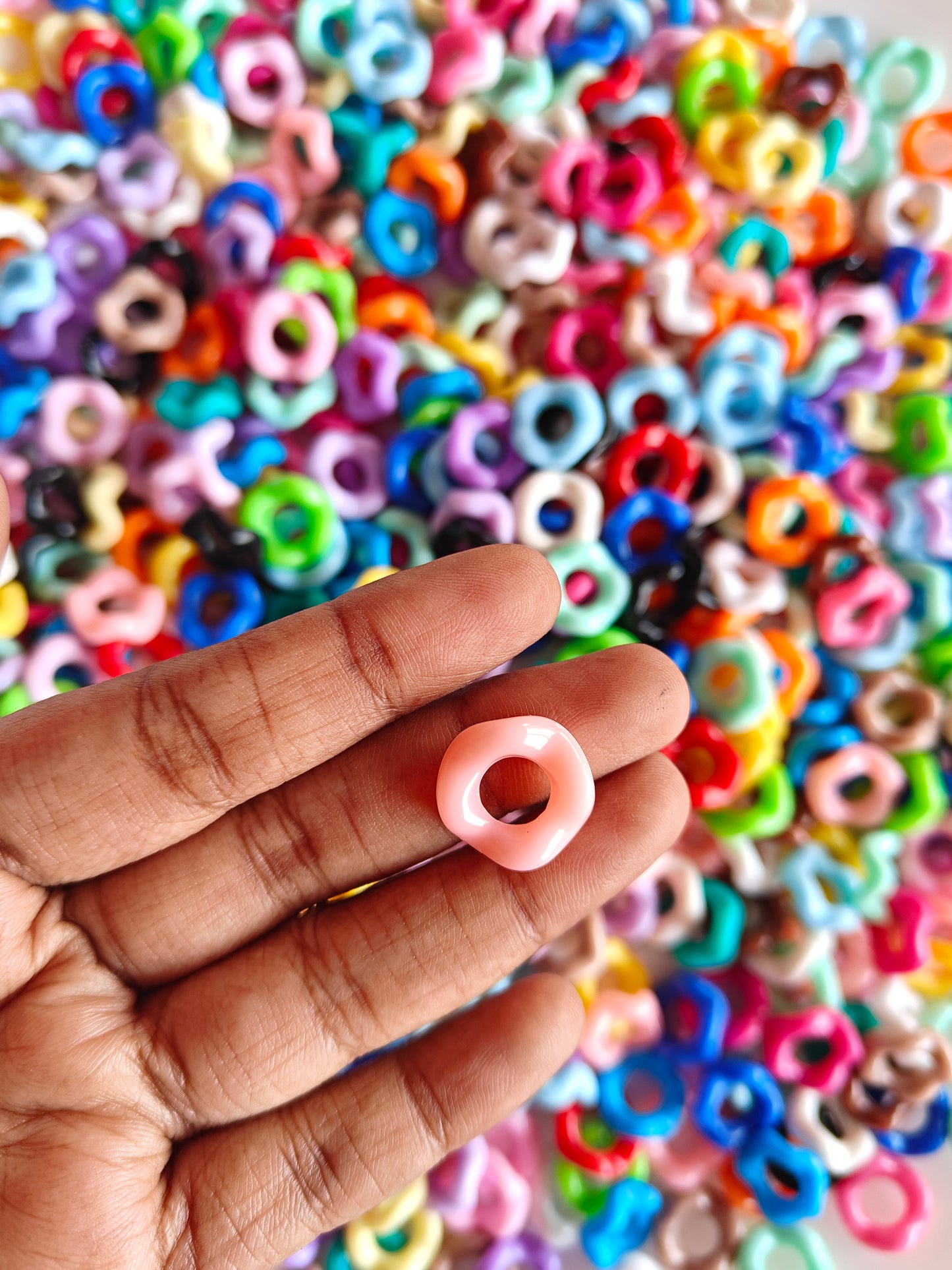 Acrylic Multicolor Wavy Round Spacer Beads - 20g