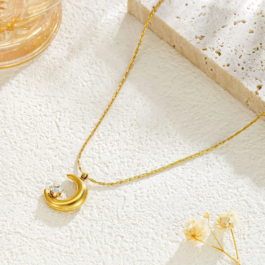 Crescent Zircon Necklace