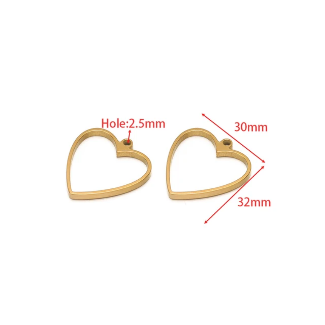 Heart Bezel SS 18k Gold PVD Plated - 1 Piece