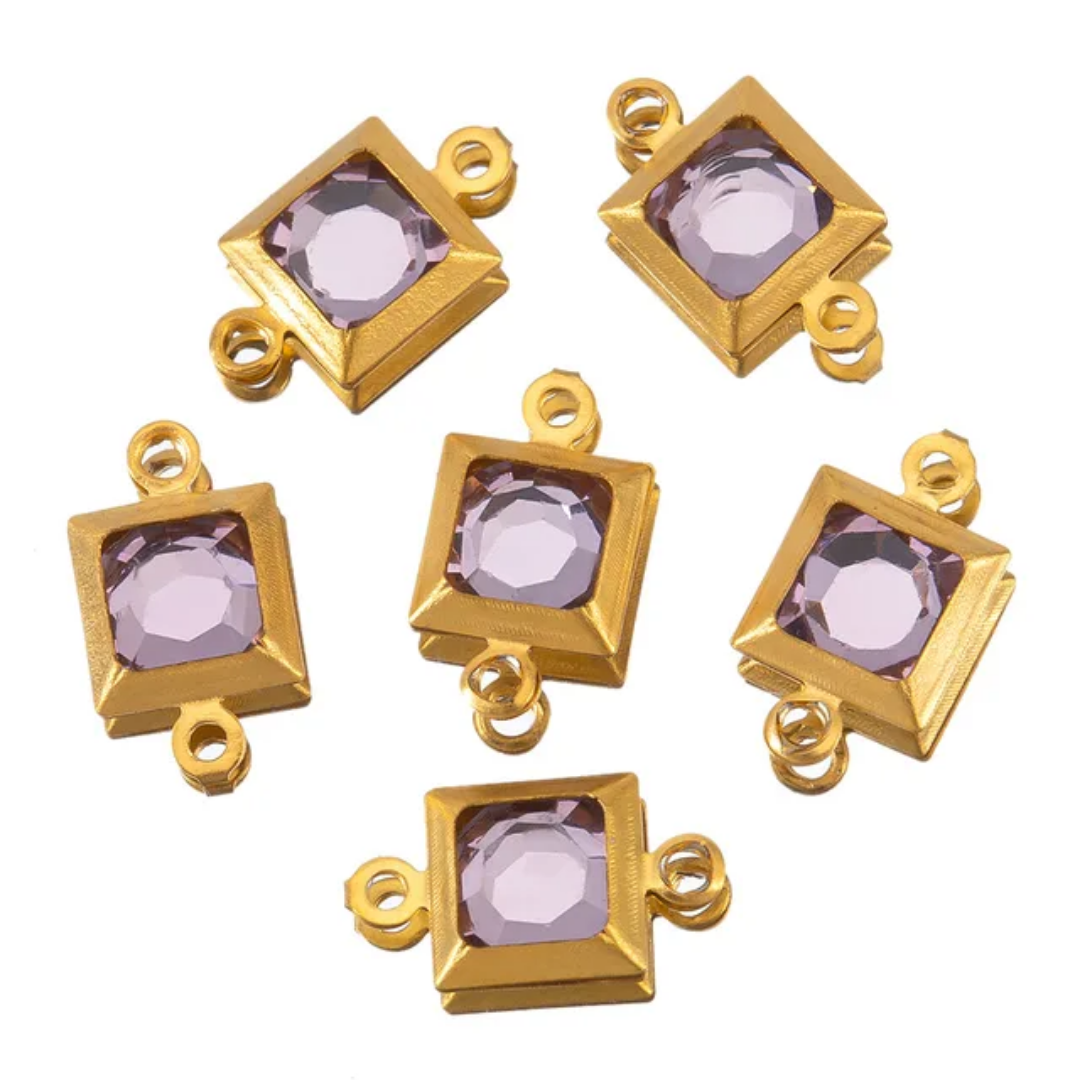 ZC Square Connector Charm - 18k Gold PVD Plated Stainless Steel - Anti Tarnish  - 1 Piece