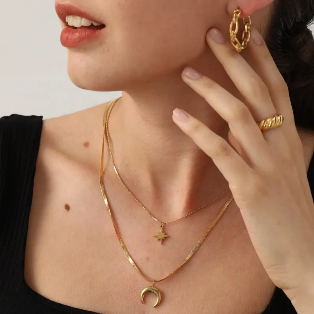 Sun and Moon Double Layer Chain