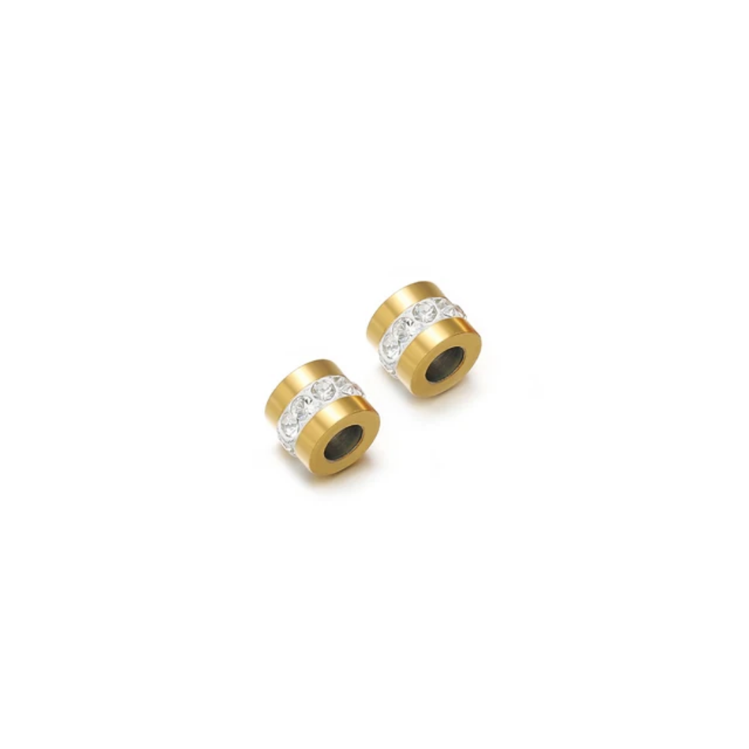 Mini Zircon Spacer Bead - 18k Gold PVD Stainless Steel - 1 Piece