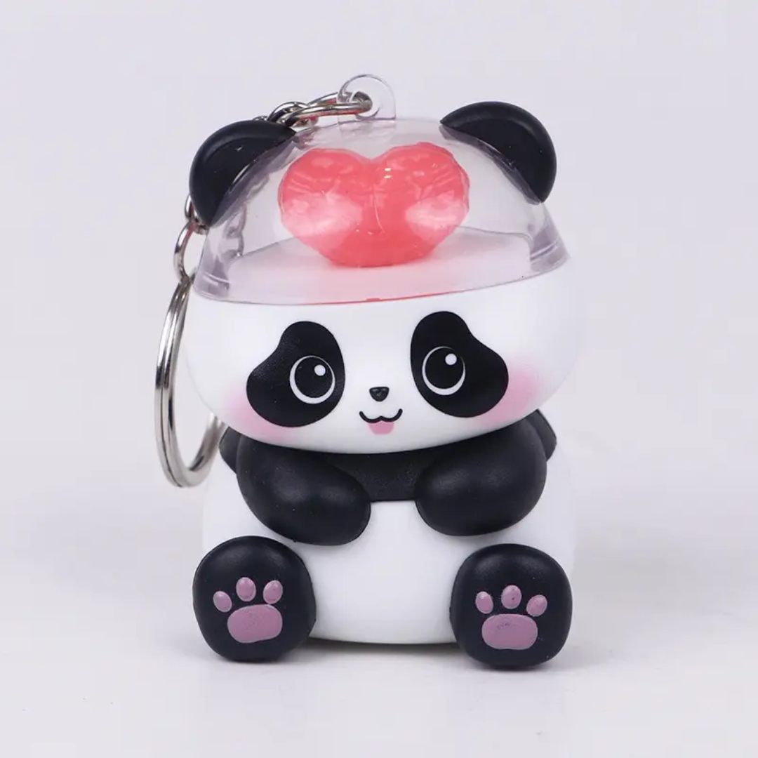 Mini Love Panda Light Keychain - Black