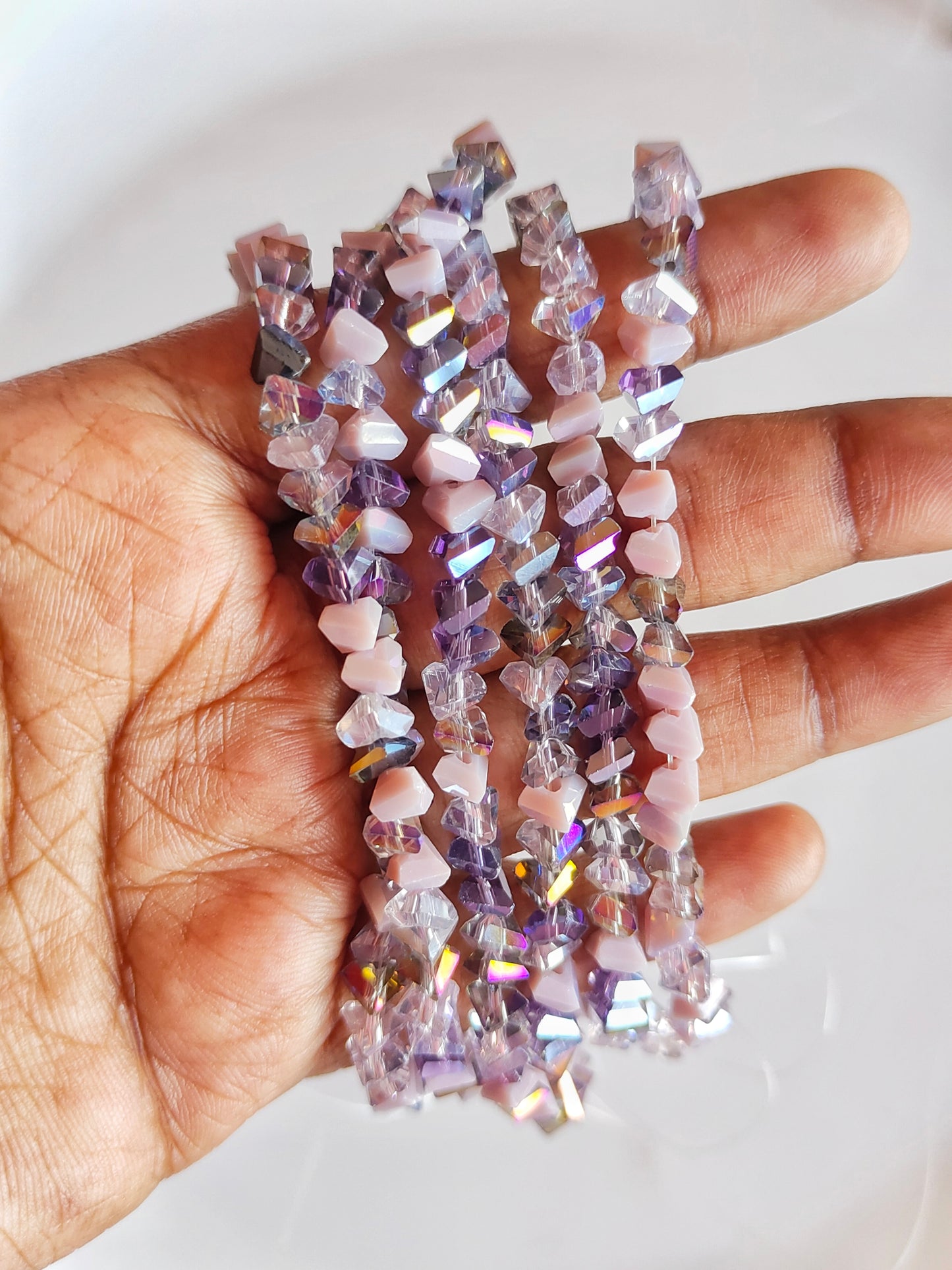 Premium Dark Purple Triangle Crystal Beads