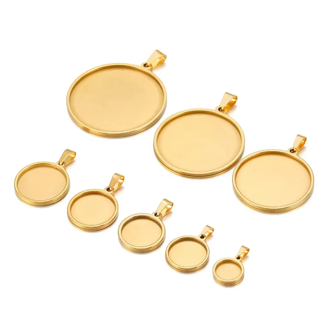 Round Cabochon 20mm Base SS 18k Gold PVD Plated - 1 Piece