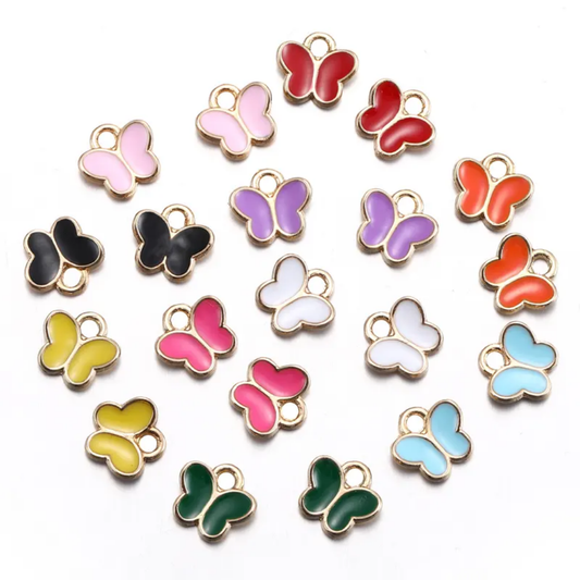 Mini Butterfly Enamel Charm 8mm - 1 Piece