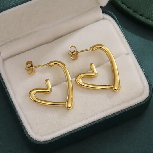 Classic Curvy Heart Hoops