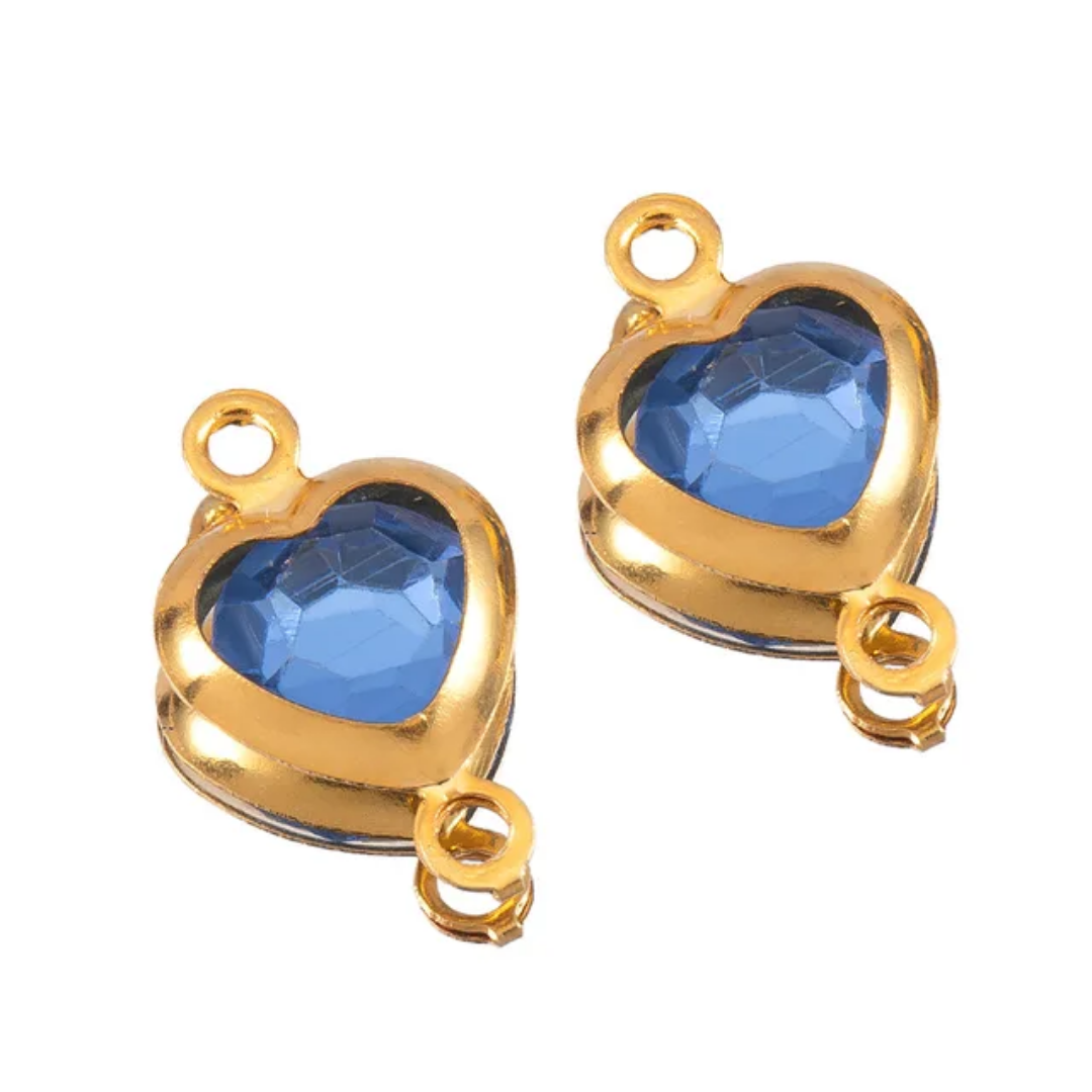 ZC Heart Connector Charm - 18k Gold PVD Plated Stainless Steel- Anti Tarnish  - 1 Piece