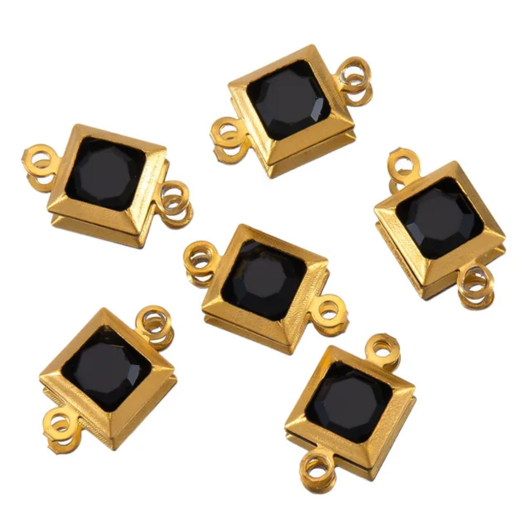ZC Square Connector Charm - 18k Gold PVD Plated Stainless Steel - Anti Tarnish  - 1 Piece