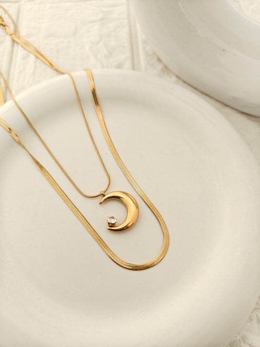 Crescent Detachable Layered Necklace