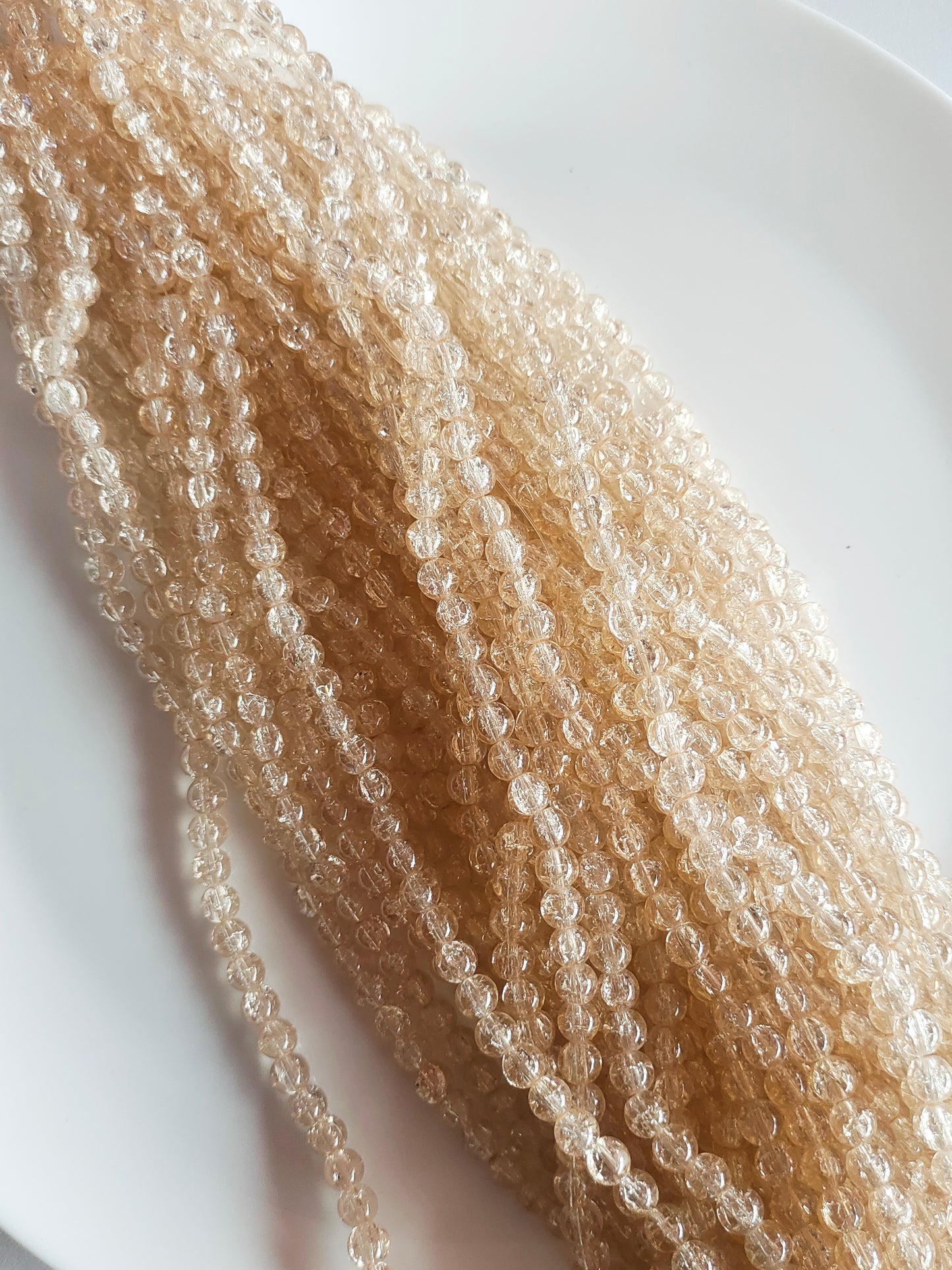 Single Shade Crackle Beads 8mm Light Brown - approx. 100 beads