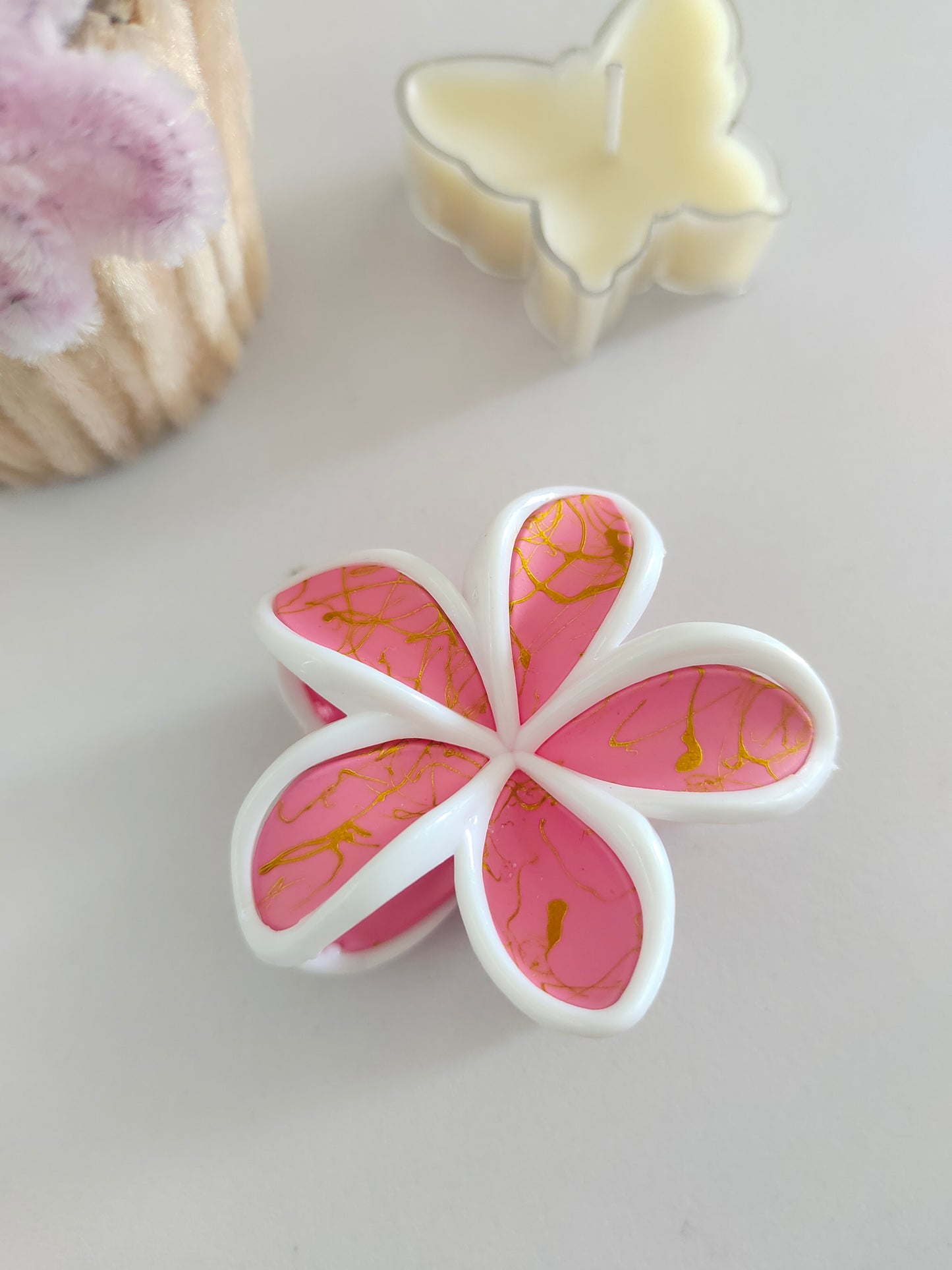 Marble Daisy Claw Clips - Mid Size