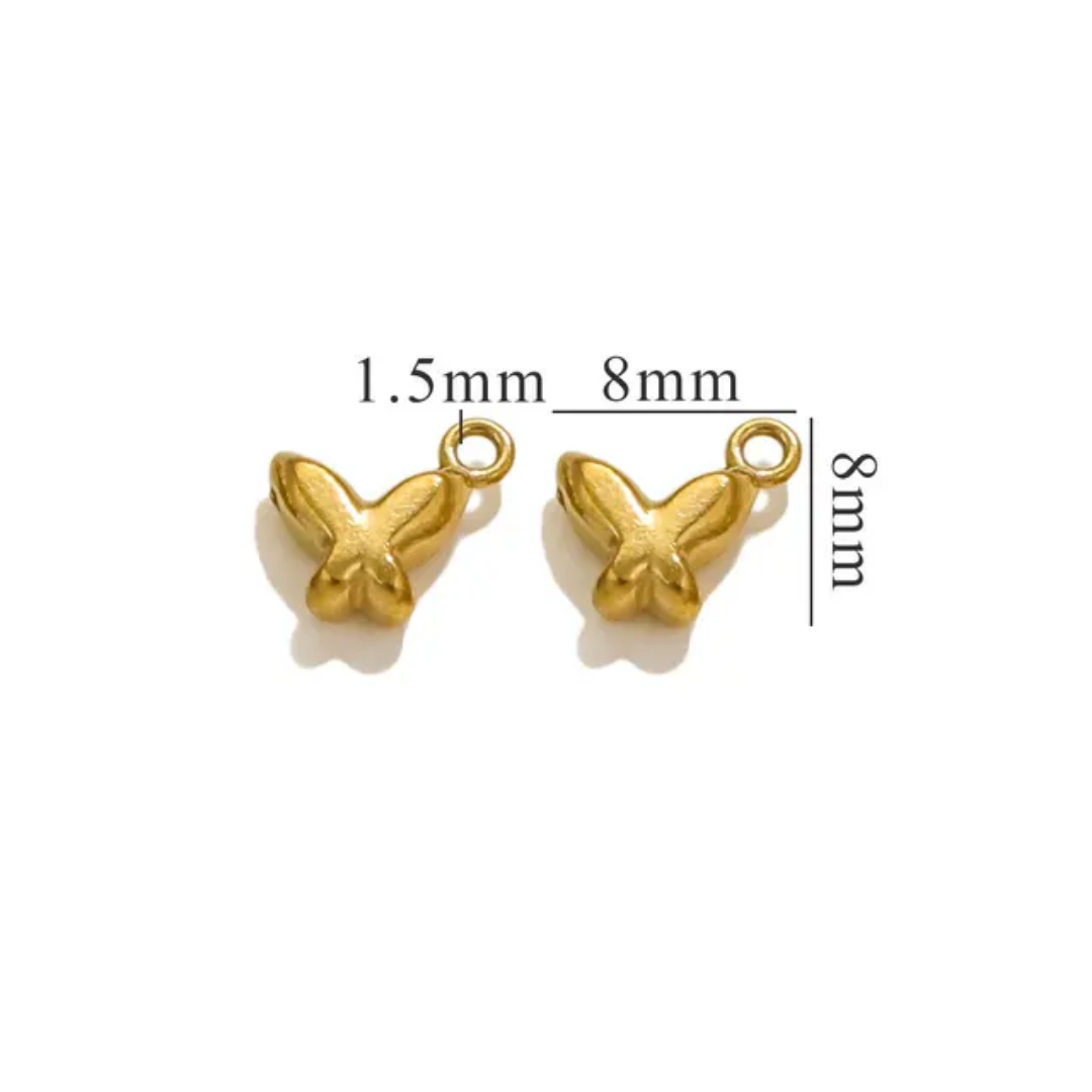 Mini Butterfly Bubble SS 18k Gold PVD Plated Charm - 1 Piece