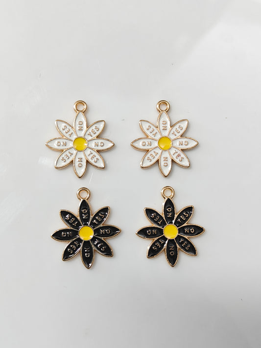Yes or No Daisy Flower Charm - 1 Piece