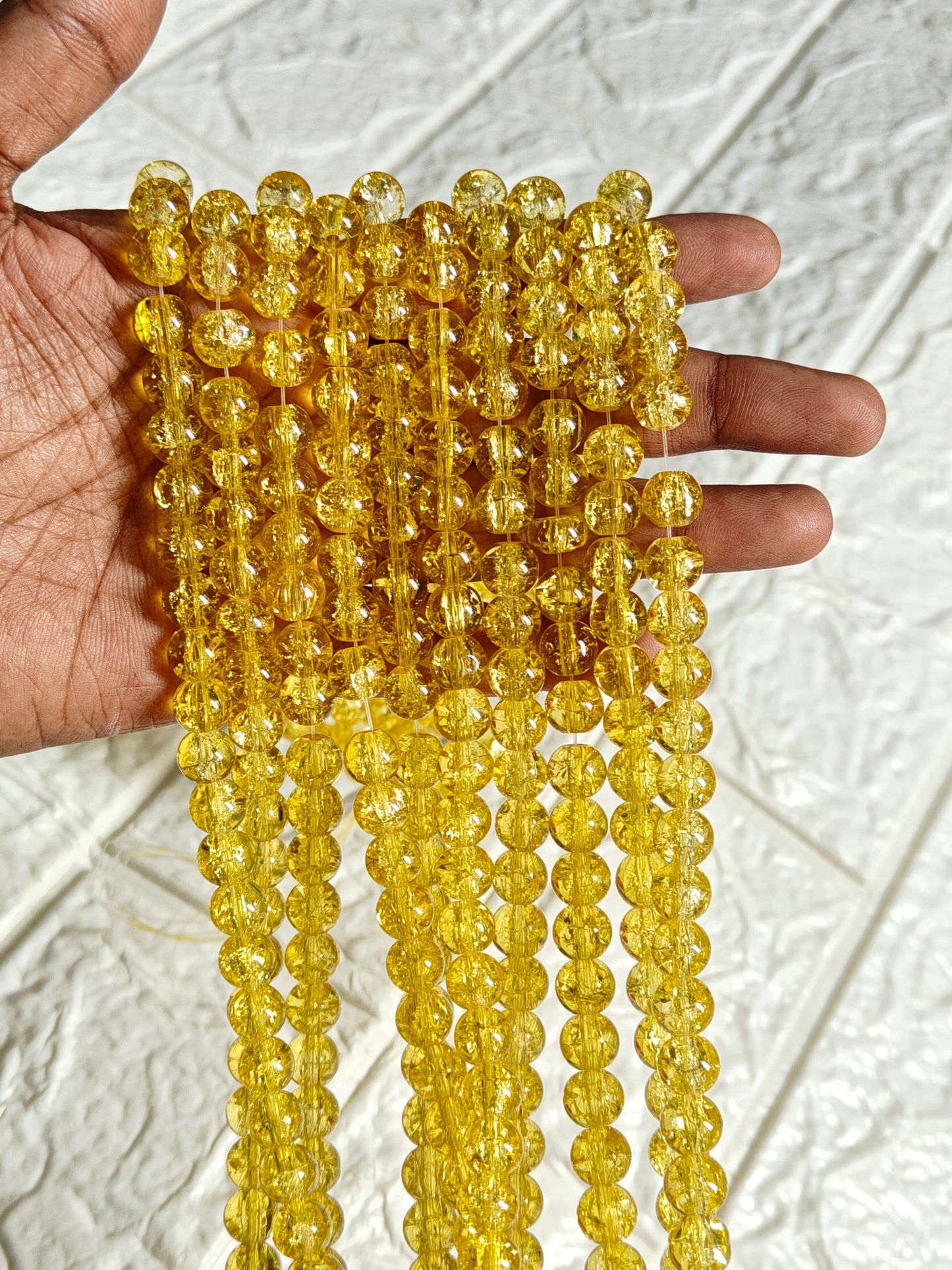Single Shade Crackle Beads Turmeric Yellow - approx. 100 beads