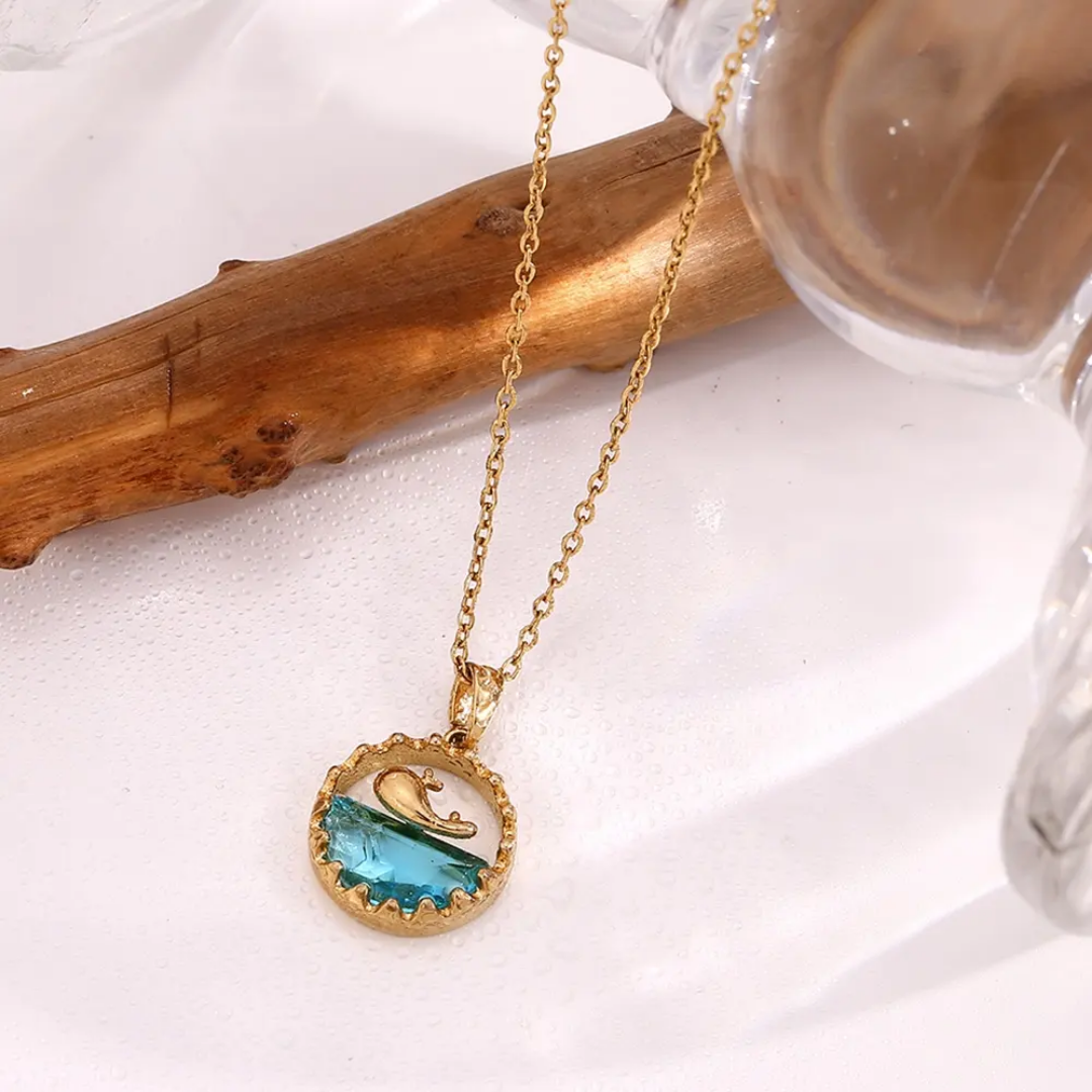 Dolphin Charm Crystal Necklace