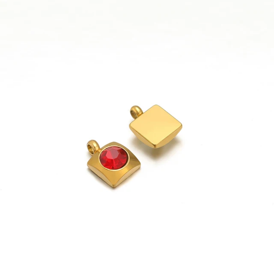 SS 18k Plated Square ZC Charm