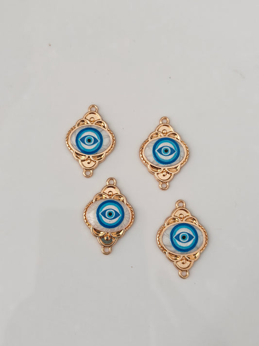 Oval Evil Eye Connector Charm - 1 Piece