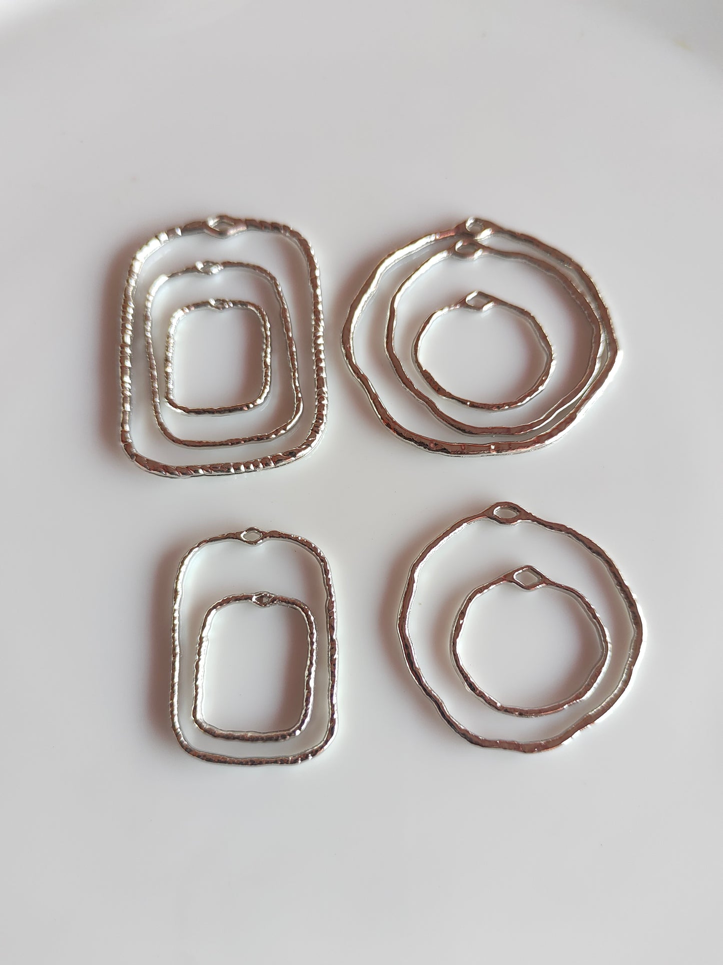 Silver Geometric Open Bezel Set - 1 Set