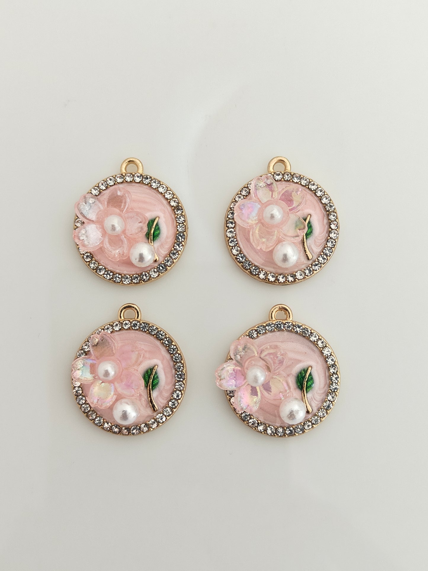Pink Floral Charm - 1 Piece