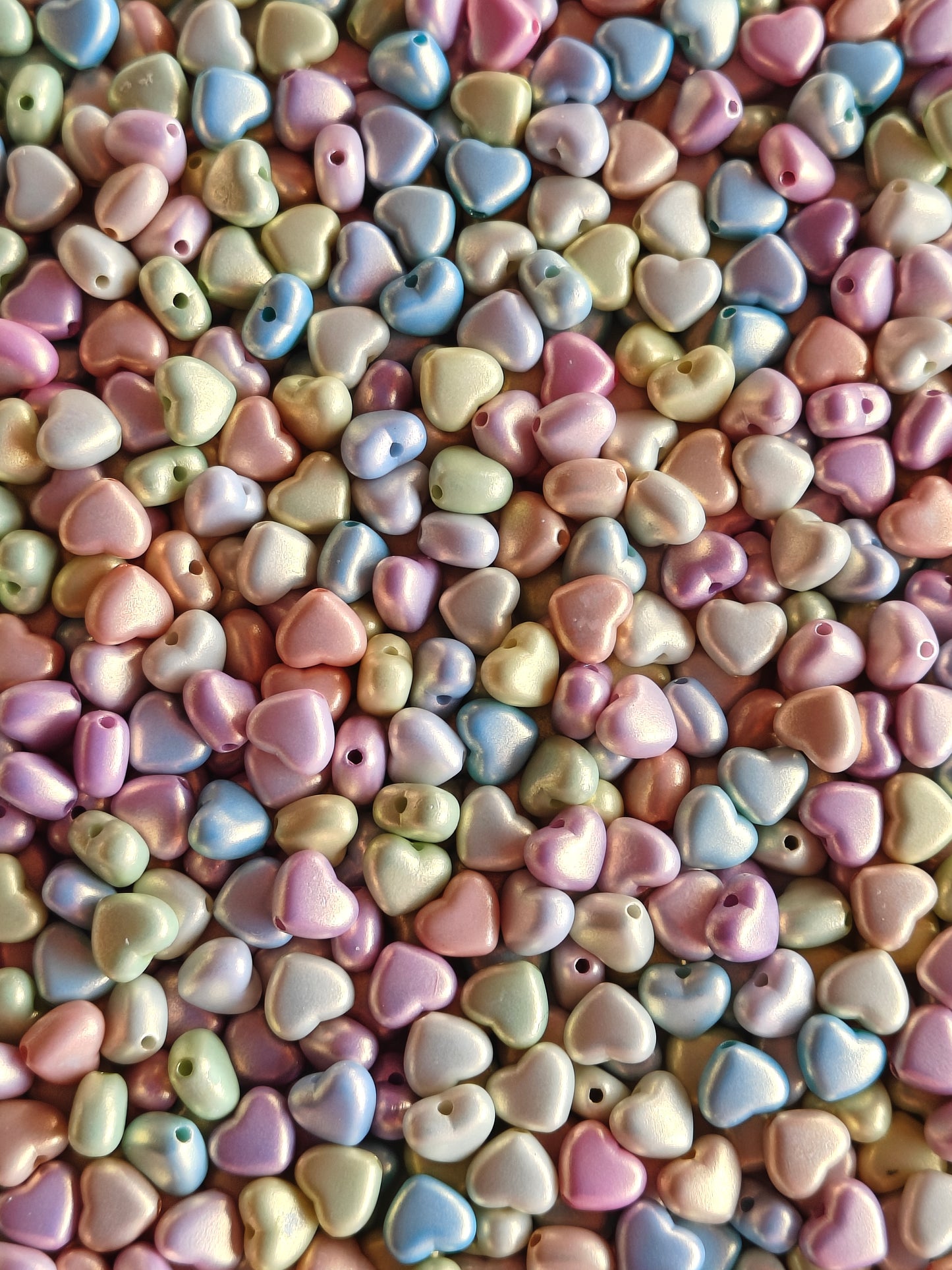 Multicolor Metallic Heart Spacer Beads - 20g