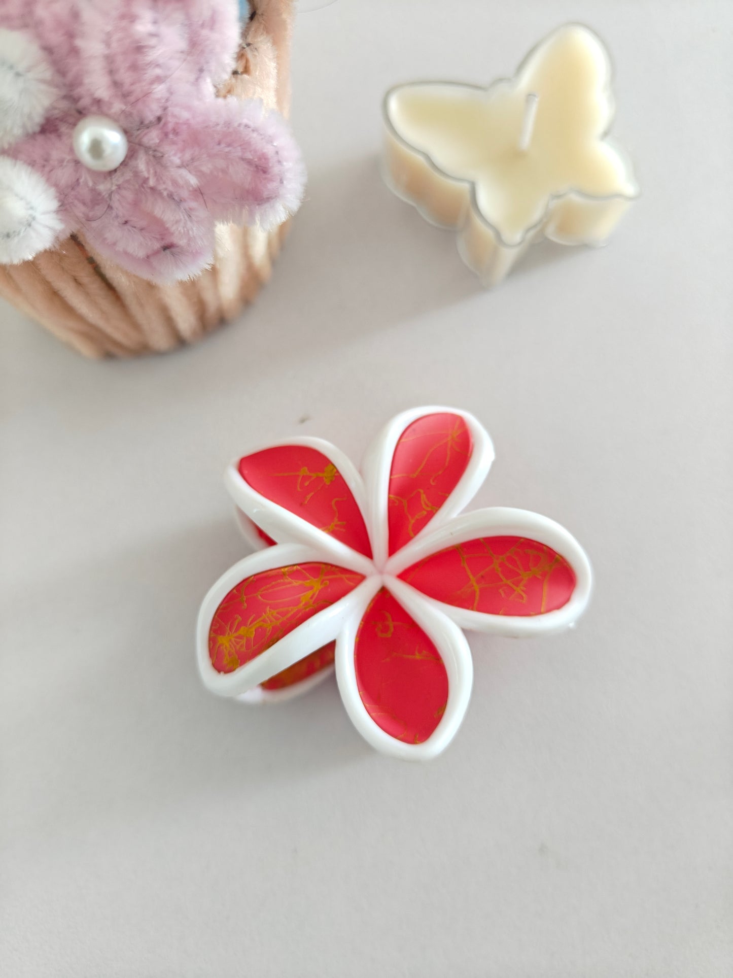 Marble Daisy Claw Clips - Mid Size