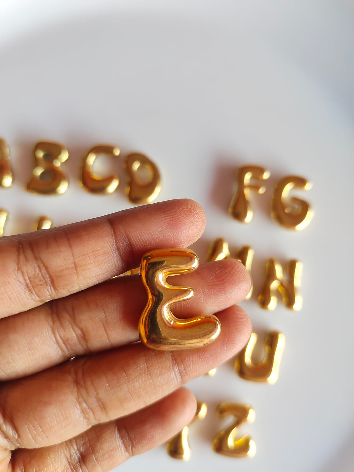 Bubble Alphabet SS 18k Gold PVD Plated Bead Charm - 1 Piece - Anti Tarnish