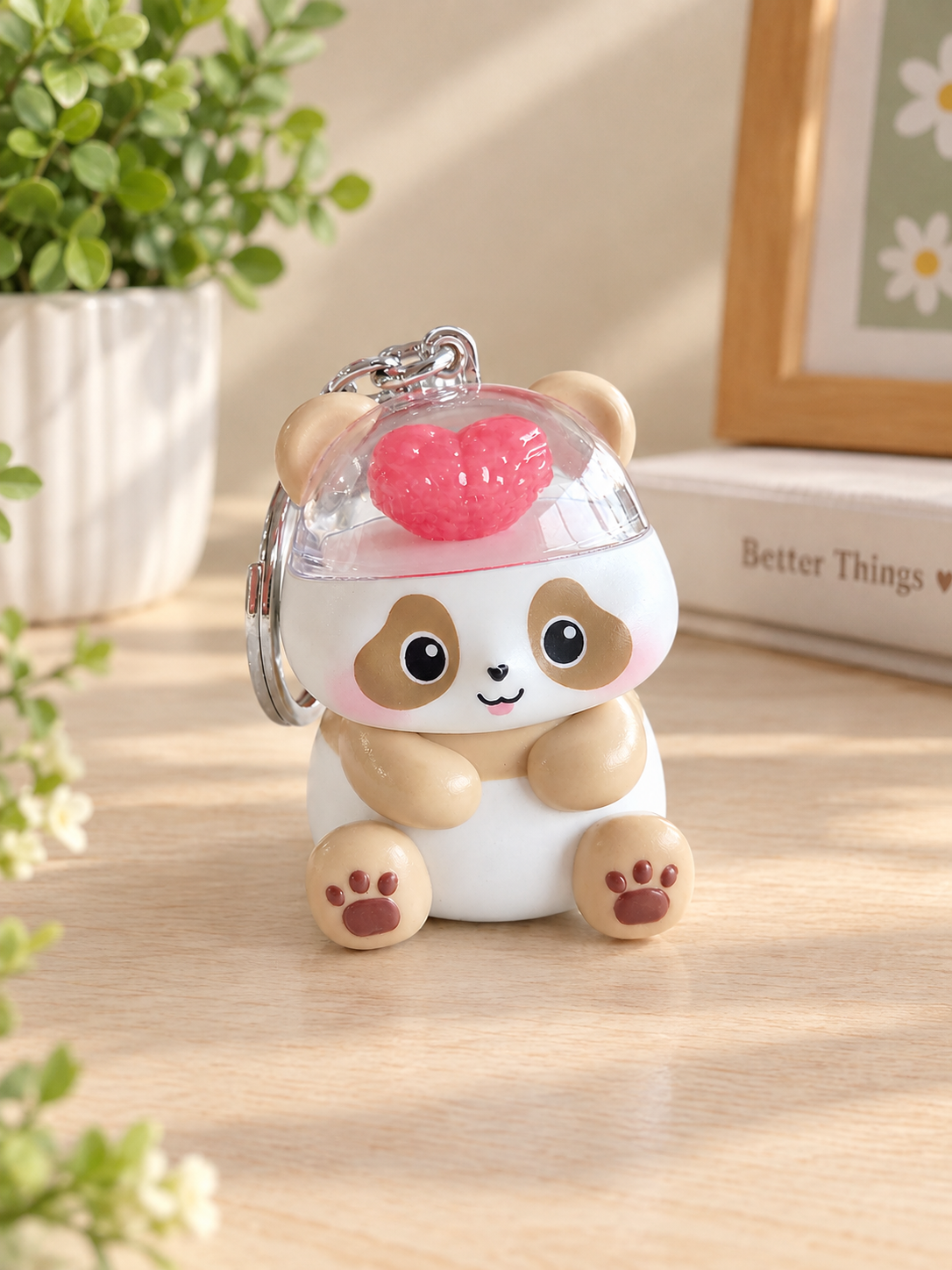 Mini Love Panda Light Keychain - Brown