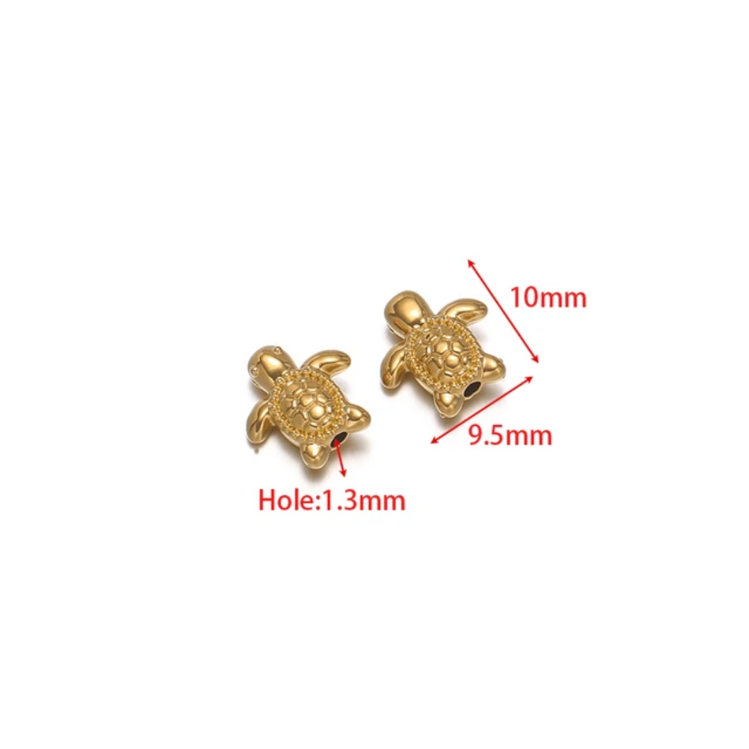 Turtle SS 18k Gold PVD Plated Bead Charm - 1 Piece