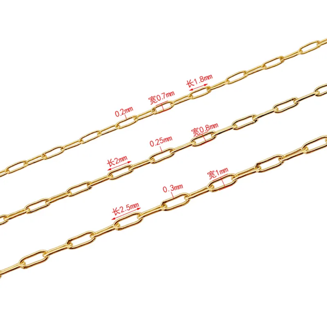Stainless Steel Gold Oval Thin Chain - 45-50 cms