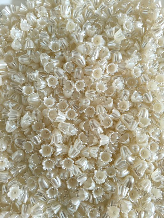 Off White Tulip Beads - 20 grams