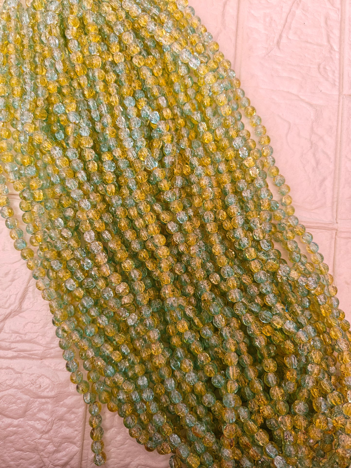 Dual Shade Crackle Beads 8mm Blue & Yellow - approx. 100 beads