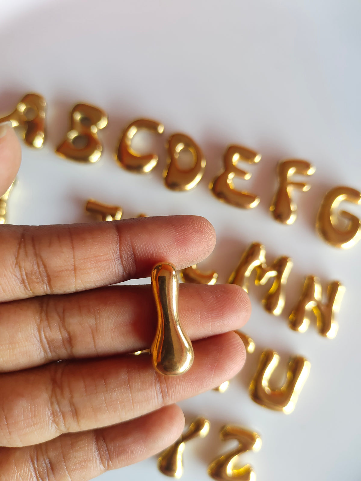 Bubble Alphabet SS 18k Gold PVD Plated Bead Charm - 1 Piece - Anti Tarnish
