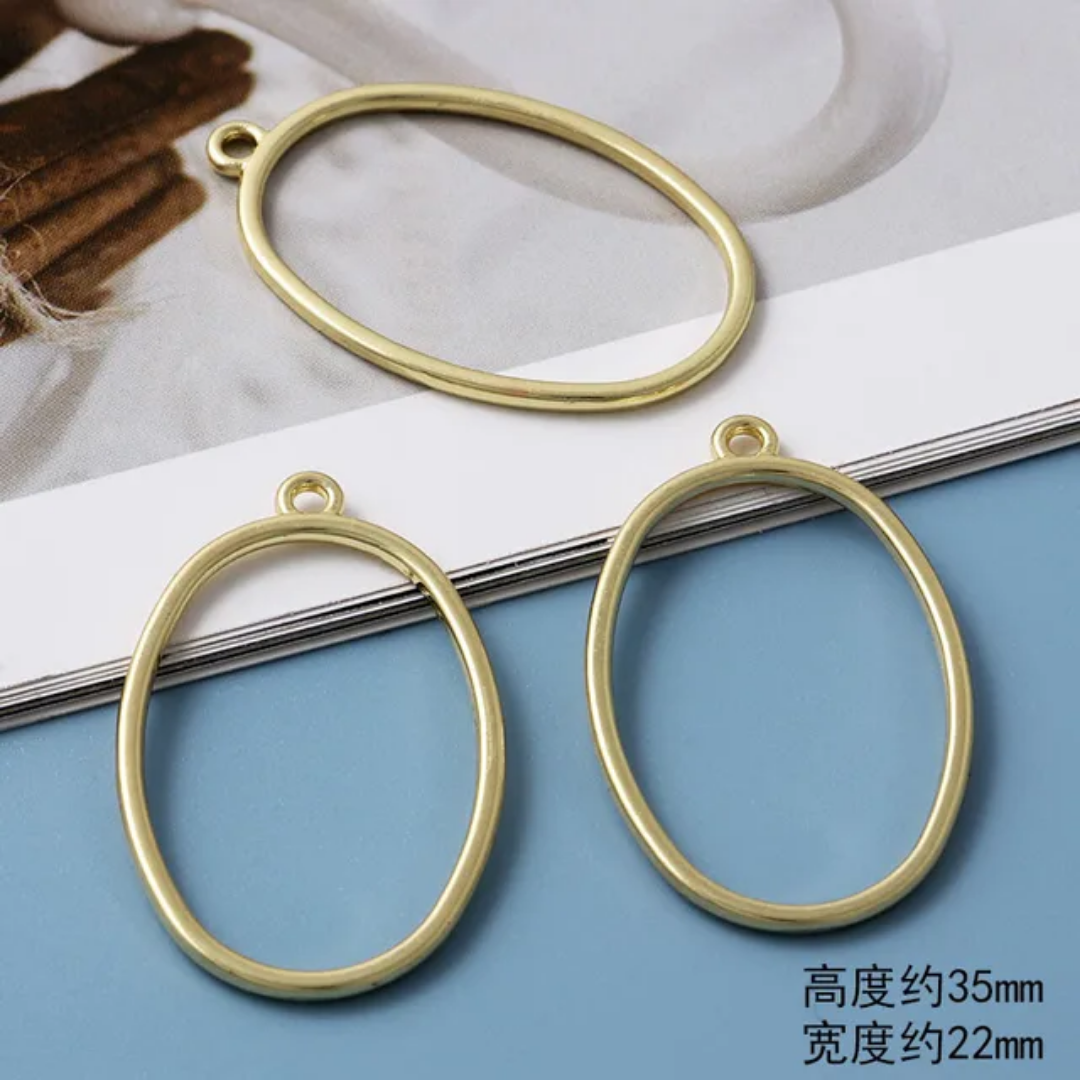 14k Gold Plated Zinc Alloy Geometric Bezels - 1 Piece