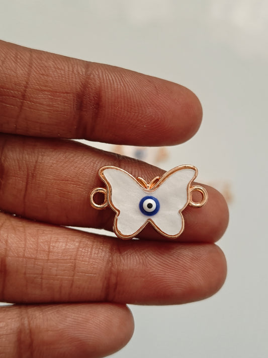 Butterfly Evil Eye Enamel Connector Charm - 1 Piece