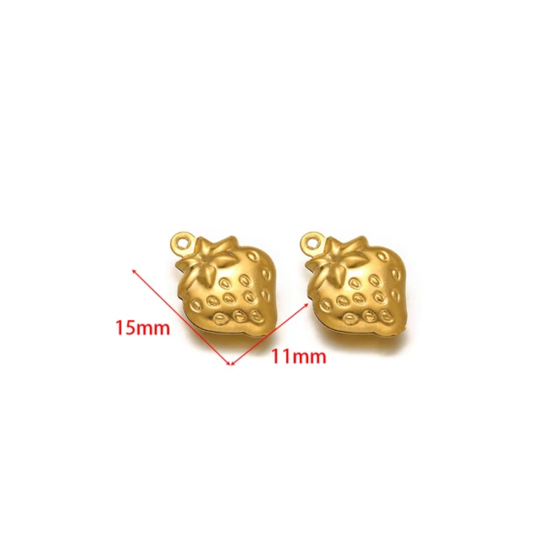 Strawberry Bubble SS 18k Gold PVD Plated Charm - 1 Piece