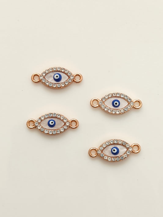Stoned Evil Eye Connector Charm - 1 Piece